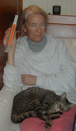 Me with book and cat in lap